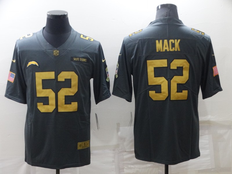 Men's Los Angeles Chargers #52 Khalil Mack Grey/Gold Salute To Service Limited Stitched Jersey